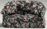 (image for) Sofa With Pillows, Black Floral