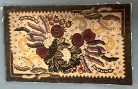 (image for) Cream Vegetable Motif Rug With Green Border