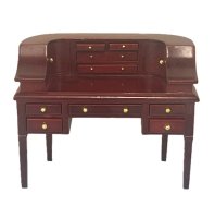 (image for) Curved Mahogany Desk with Lots of Drawers