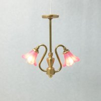 (image for) Two Light Brass With Frosted Floral Shades