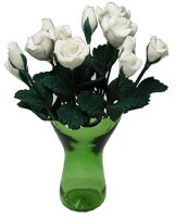 (image for) White Roses in a Green Ruffled Vase