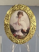 (image for) 2 1/2" x 2" Oval Gold Metal Framed Cupid or Angel