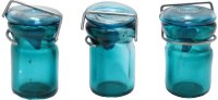 (image for) Set of 3 small Glass Canning Jars blue