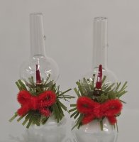 (image for) Pair of Christmas Candlesticks With Glass Hurricane Globes
