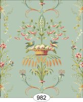 (image for) Neoclassical Wheat Bird Floral - Blue