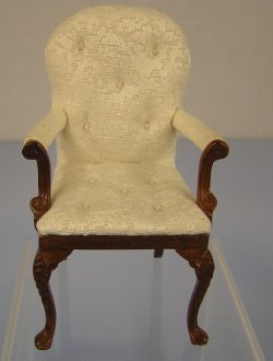 Mahogany Chair with White Embossed Cushion