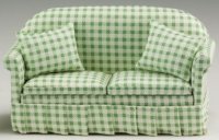 (image for) Sofa with Pillows, Green/White Checked