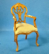 Walnut Finish Chair with Beige Satin Seat Cushion