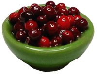 (image for) Cranberries/cherries in a green bowl