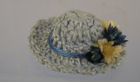 (image for) Blue Crochet Hat with Flowers