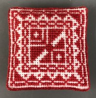 Cross-Stitch Red and White Pillow by Pat Wakefield
