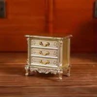(image for) Gold Bedside Table with three opening drawers