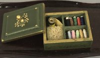 (image for) Green Wood Sewing Box with Lid