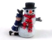 (image for) Red/Orange Scarf Snowman with Little Girl in Blue