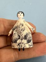 (image for) Wooden Bead Doll in Blue and White Dress