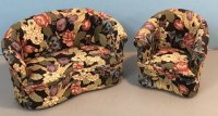 (image for) Black Floral Settee and Chair