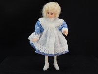 Doll in Blue & White Dress
