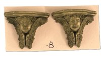 (image for) Pair of Green Antiqued Face Shelves