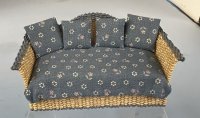 (image for) Wicker sofa with pillows and blank