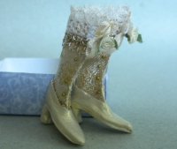 Cream Antique Boots with Pearl Buttons