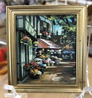 (image for) French Flower Shop with glass/gold frame