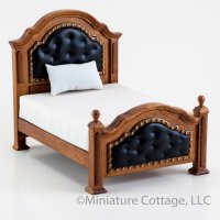 (image for) Spanish Style Bed with Studded Head Board - walnut