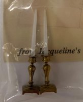 (image for) Brass Candlestick Pair with Candles
