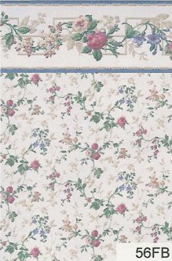 border inch wallpaper 10.5 Blue  Cottage [wal56fb] $12.00 Miniature : 56FB Ling