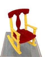 (image for) Vtg Renwal #65 mini dollhouse ROCKING CHAIR Yellow Red FURNITURE