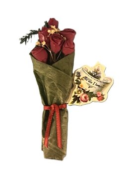 (image for) Roses Wrapped in Green Tissue Paper with Victorian Card