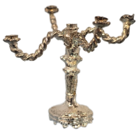 (image for) Silver Tone 4-Arm Rope Candelabra