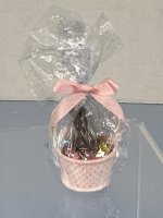 (image for) Pink Easter Basket Wrapped in Cellophane