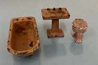 (image for) Antique Tootsie Toy Bathroom Toys (tub, sink and toilet)