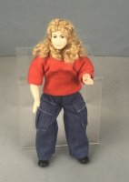 (image for) Teenage girl in blue jeans and red shirt