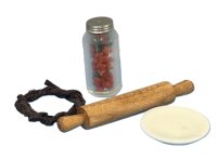 (image for) Grab Bag with a Wood Rolling Pin, a Plate, a Jar of Carrots, Wreath