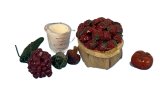 (image for) Basket of Rasberries, some grapes, an apple, and other produce