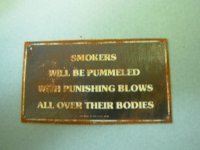 (image for) Tin Sign Smokers Will be Pummeled..