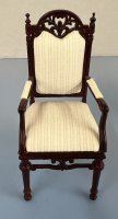 (image for) Mahogany White Cushioned Armed Chair