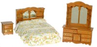 (image for) Double Bed Bedroom Set, Dark Oak, 3pc