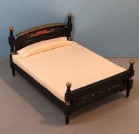 (image for) Black Full Size Bed with Gold Detailing