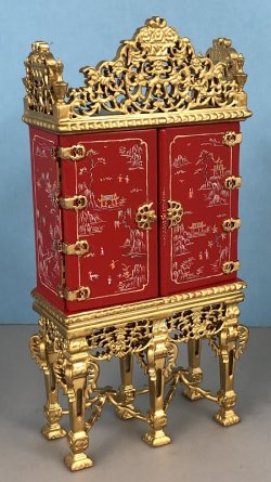 (image for) Red Handpainted Grand Estate Cabinet