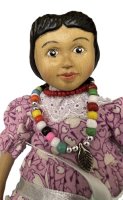 (image for) Hitty carved wooden doll in signed case full of clothes by Robert Raikes