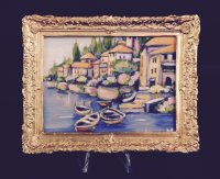 (image for) Lake Como Italian Oil Landscape Boats