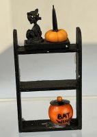 1/24 scale Black Shelf with Cat and Pumpkin