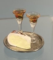 (image for) Silver Tray with 2 Cosmopolitans and a Wedge of Cheese