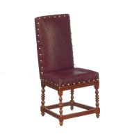 (image for) Leather Side Chair/Red/Walnut