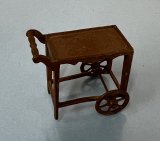 (image for) Antique Tootsie Toy Brown Metal Serving Cart