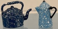 (image for) Pair of Blue Spatterware Tea Pots