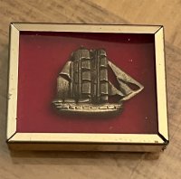 (image for) Small Brass Sailing Ship in a Frame