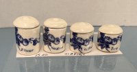 (image for) 4 Piece White Canisters with Blue Floral Design